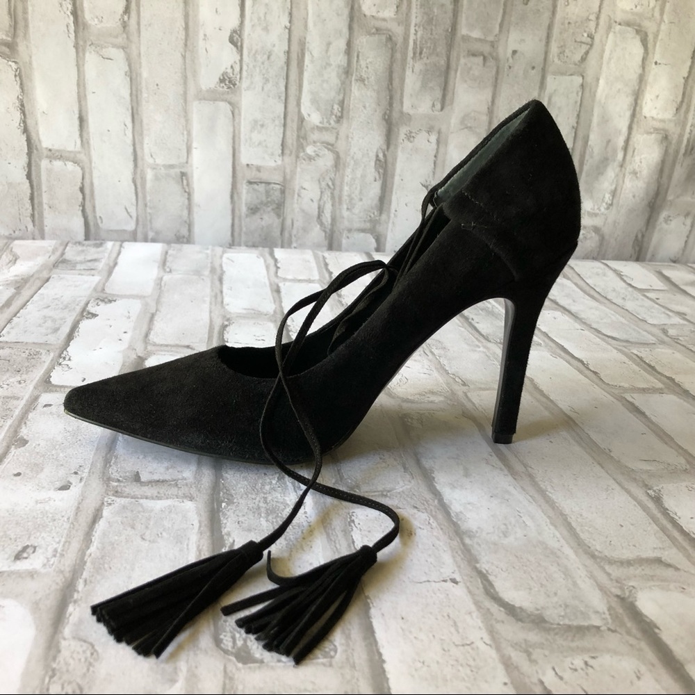 Guess Black Suede Ankle Laced Womens Pumps Shoes